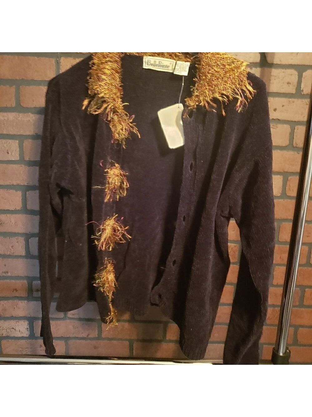 Vintage Bellepointe Black Sweater  Eyelash Trim - Picture 12 of 12